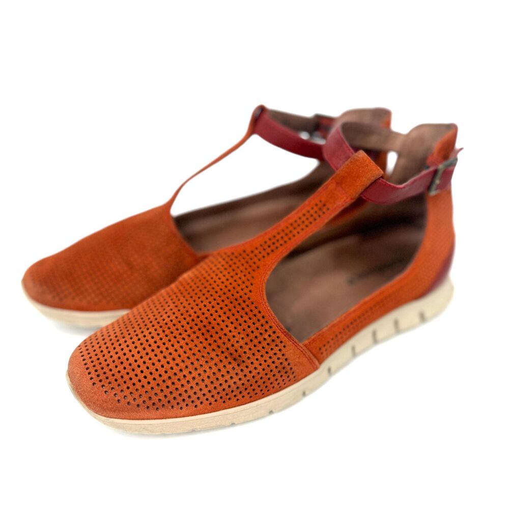 Sundance Mamzelle Perforated Ankle Sandal Flats Shoes Pumpkin Patch Size 37